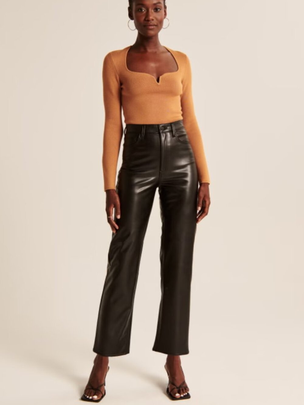 Abercrombie Vegan Leather Ankle Straight Pants Black Ultra High Rise 29/8
